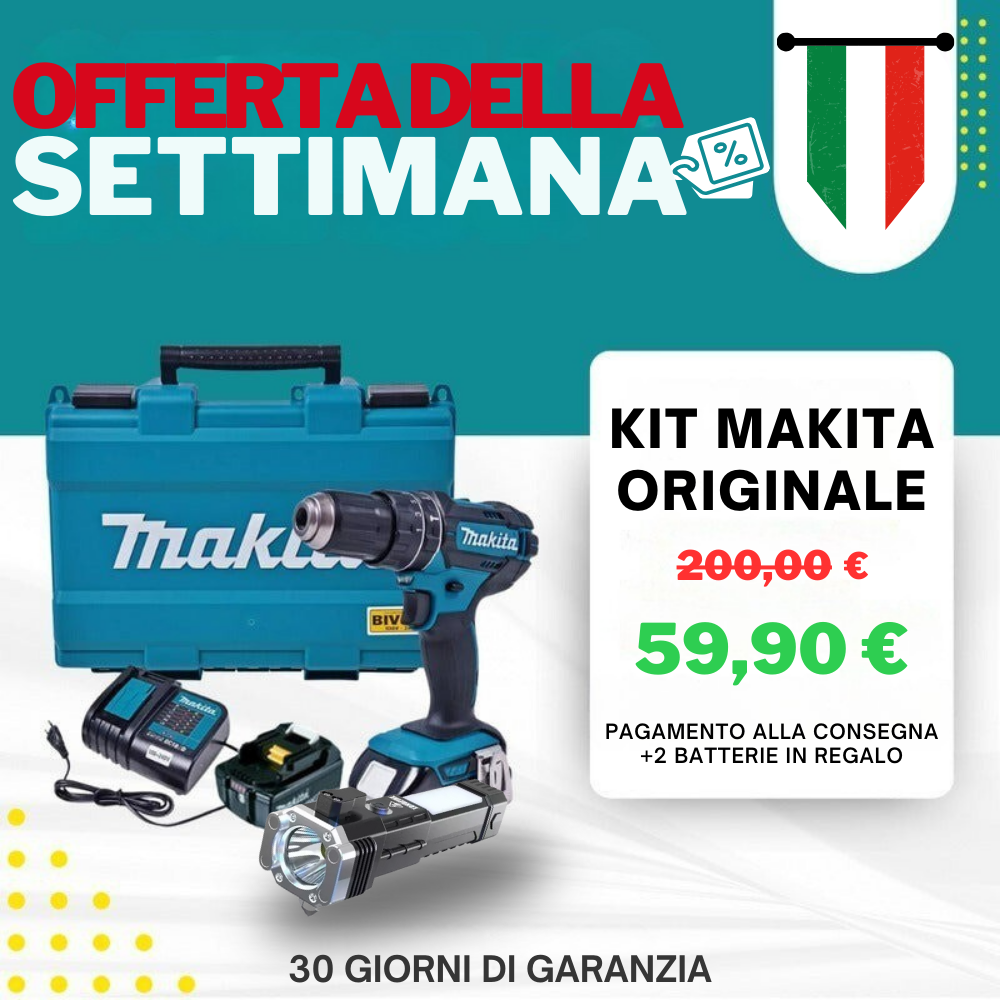 KIT ORIGINALE | TRAPANO AD IMPATTO POTENTE + 45 ACCESSORI + 2 BATTERIE 48V - SUPER OFFERTA