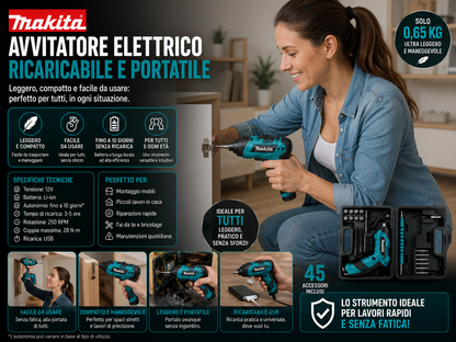 12V | Avvitatore Portatile ad Alta Potenza • 10 Giorni Senza Ricarica | Novità 2026